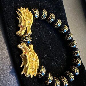 24k gold Dragon Heads Agate bracelet Real ( Stamped 999) Brand NEW